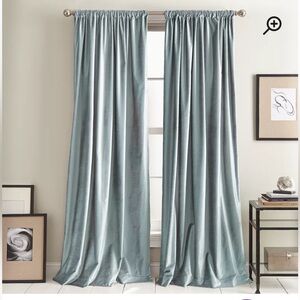 DKNY 96 x 50 Modern Knotted Velvet Panels in AQUA. NWT. 6 panels.